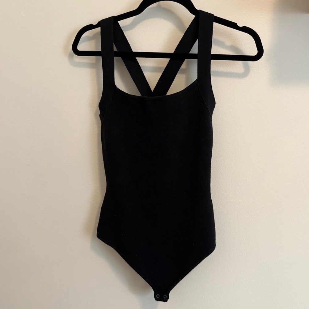 Abercrombie & Fitch Black Sweater Criss Cross Back Bodysuit